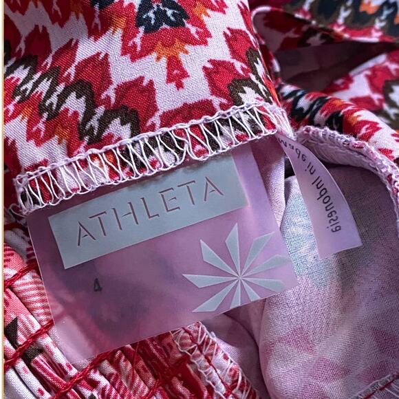 Athleta Red & Orange Abstract Mod Pattern High Stretch Halter Athletic Dress 4 - Picture 9 of 11